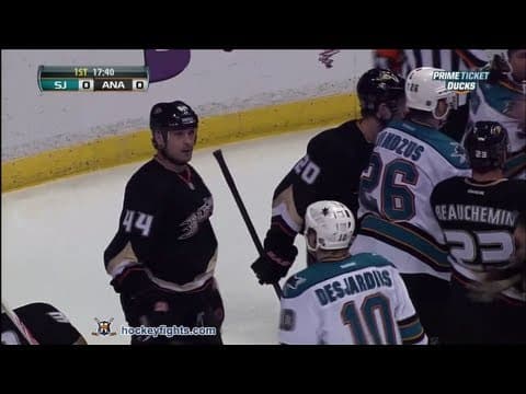 A. Desjardins (SJS) vs. S. Souray (ANA)
