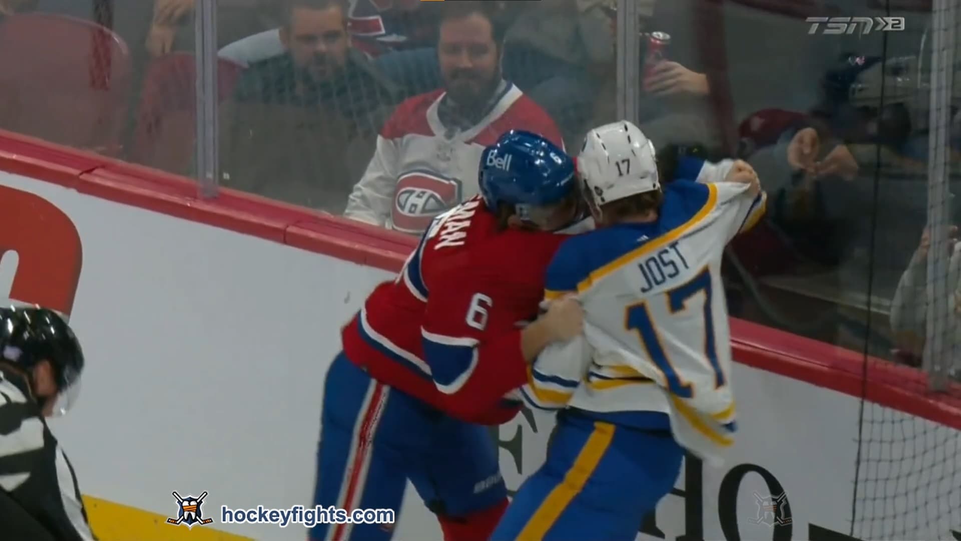 T. Jost (BUF) vs. C. Wideman (MTL)