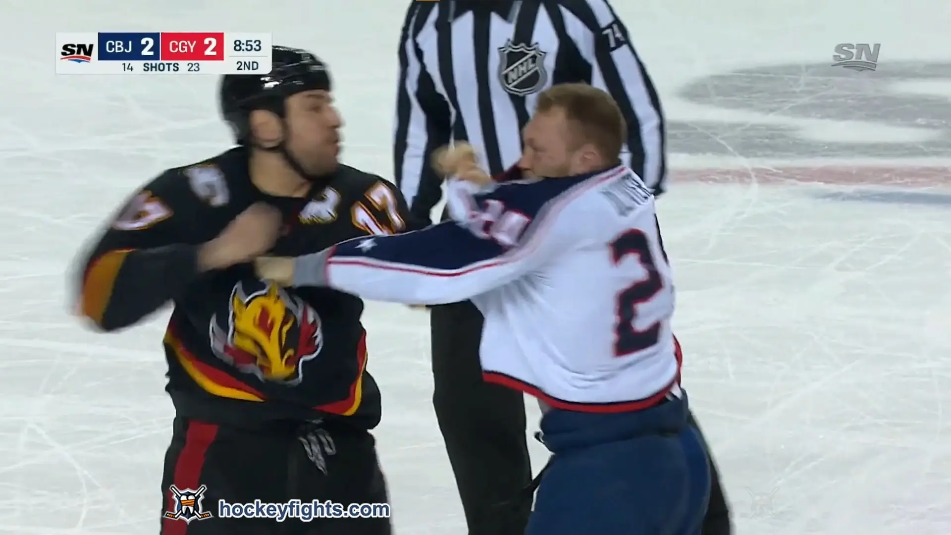 M. Olivier (CBJ) vs. M. Lucic (CGY)