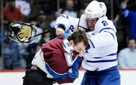 Mike Komisarek Crushes Mark Olver, Fights Cameron Gaunce