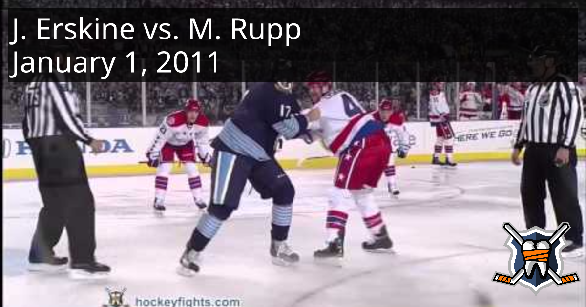 John Erskine vs. Michael Rupp, January 1, 2011 - Washington Capitals vs ...