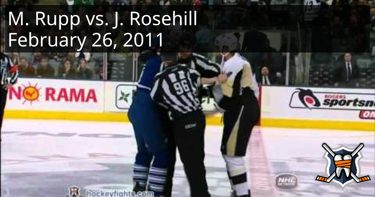Michael Rupp vs. Jay Rosehill, February 26, 2011 - Pittsburgh Penguins ...