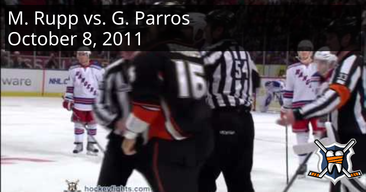 Michael Rupp vs. George Parros, October 8, 2011 - New York Rangers vs ...
