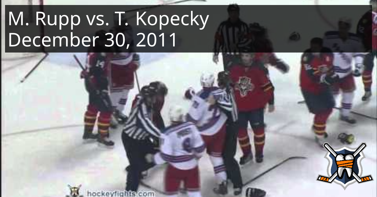 Michael Rupp vs. Tomas Kopecky, December 30, 2011 - New York Rangers vs ...