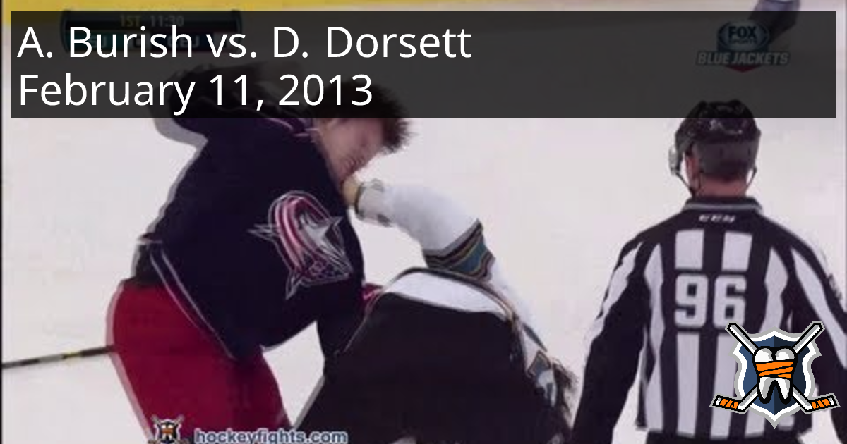 Adam Burish vs. Derek Dorsett, February 11, 2013 - San Jose Sharks vs ...