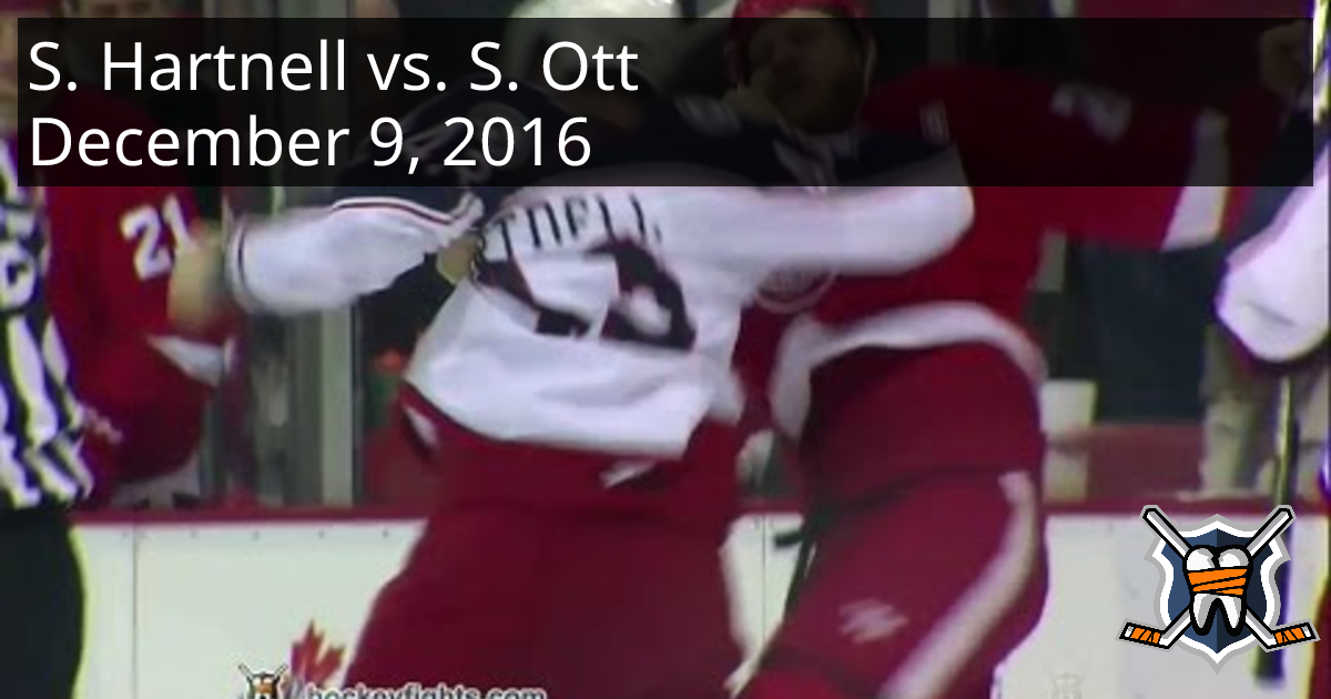 Scott Hartnell vs. Steve Ott, December 9, 2016 - Columbus Blue Jackets ...