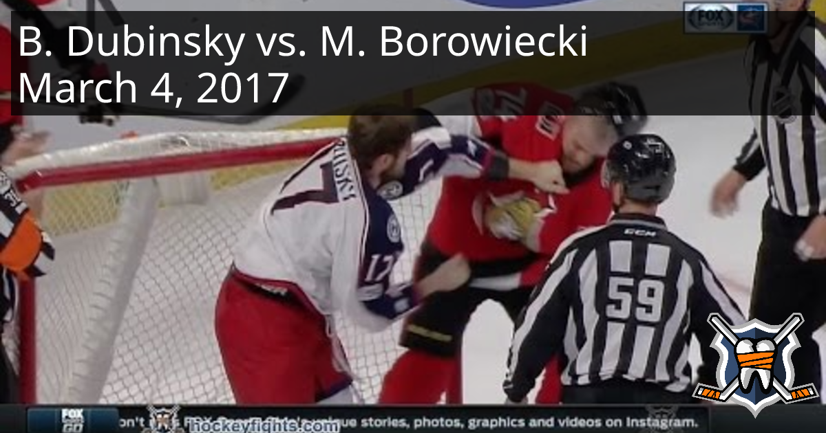 Brandon Dubinsky vs. Mark Borowiecki, March 4, 2017 - Columbus Blue ...