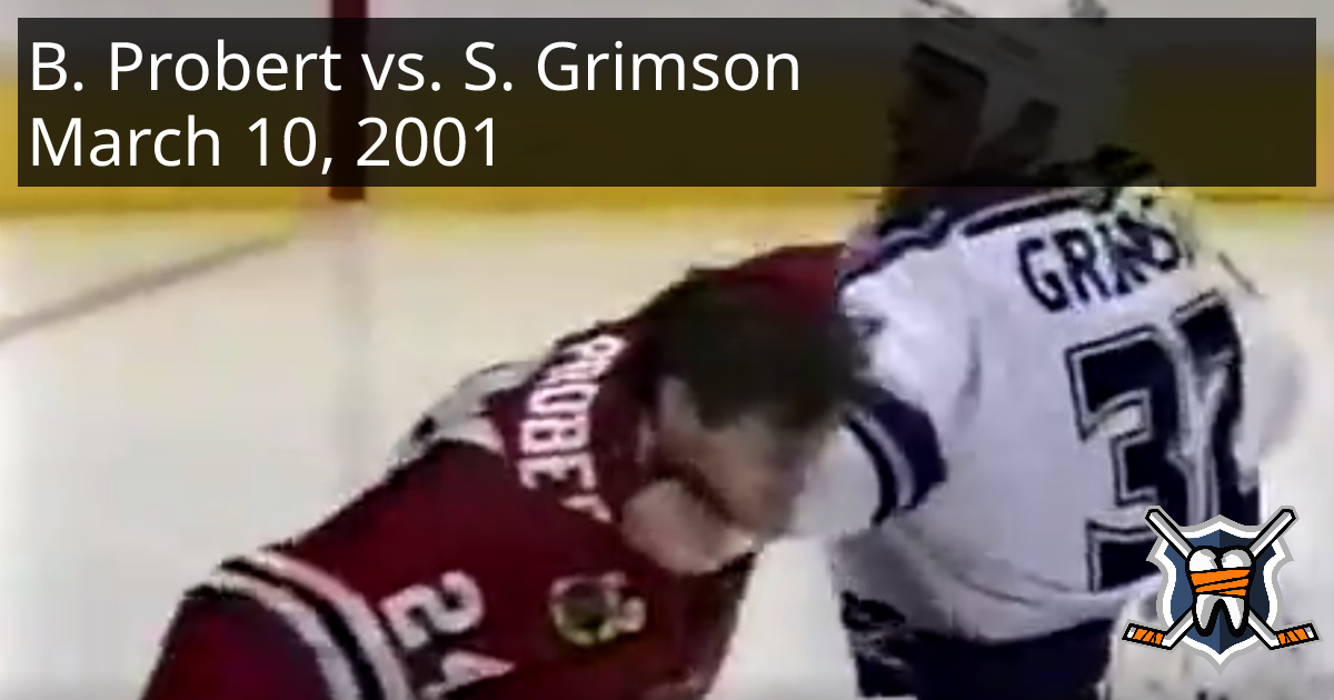 Bob Probert vs. Stu Grimson, March 10, 2001 - Chicago Blackhawks vs ...