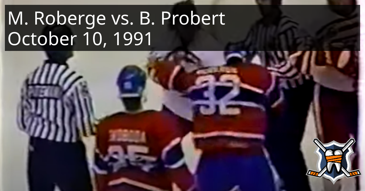 Mario Roberge vs. Bob Probert, October 10, 1991 - Montreal Canadiens vs ...