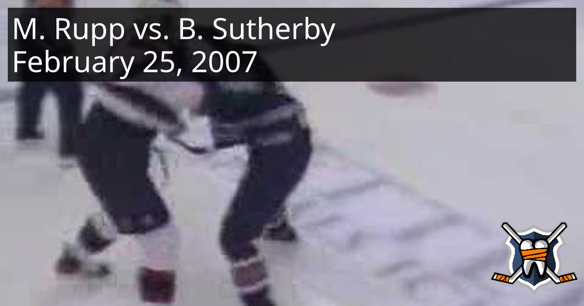 Michael Rupp vs. Brian Sutherby, February 25, 2007 - New Jersey Devils ...