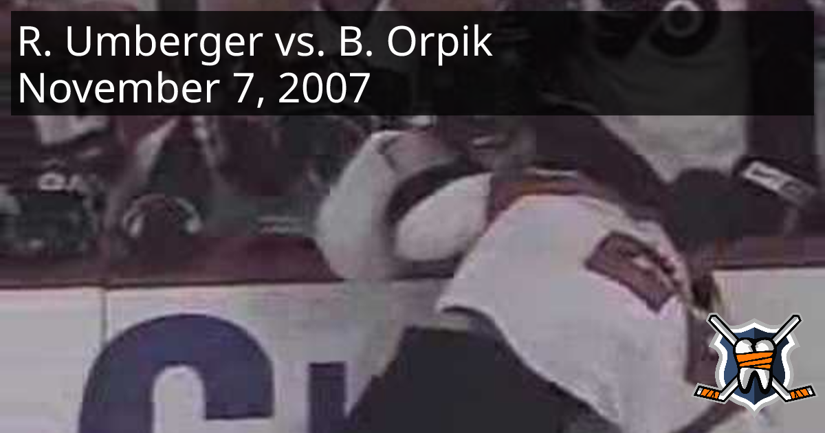 R.J. Umberger vs. Brooks Orpik, November 7, 2007 - Philadelphia Flyers ...