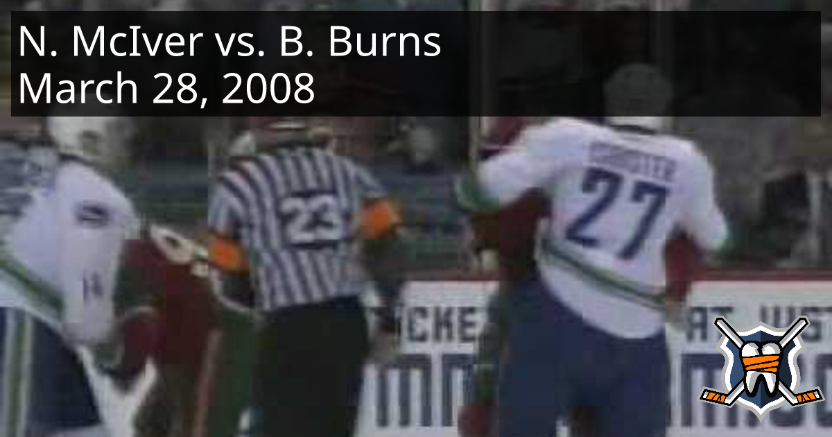 Nathan McIver vs. Brent Burns, March 28, 2008 Vancouver Canucks vs