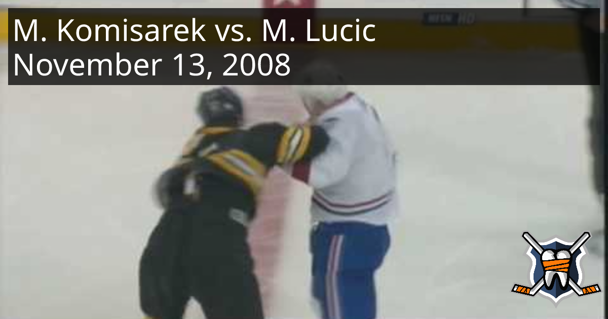 Mike Komisarek vs. Milan Lucic, November 13, 2008 - Montreal Canadiens ...