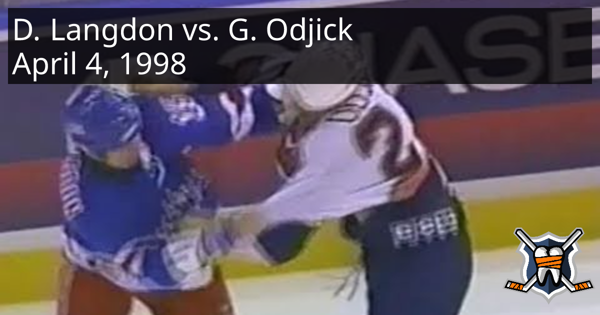 Darren Langdon vs. Gino Odjick, April 4, 1998 New York Rangers vs