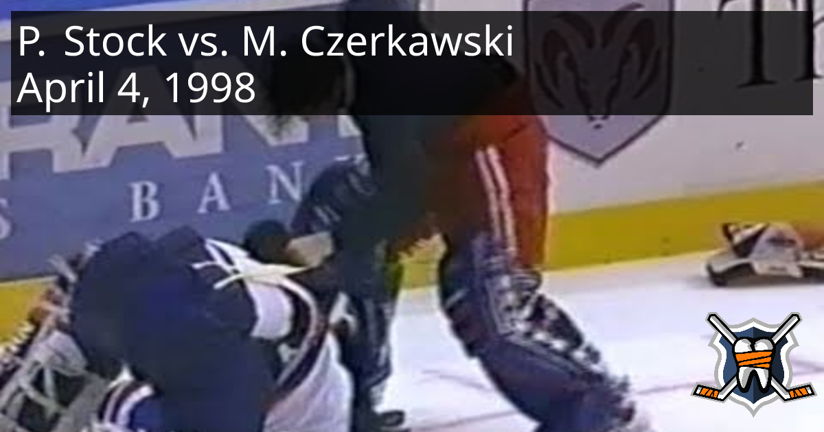 P.J. Stock vs. Mariusz Czerkawski, April 4, 1998 - New York Rangers vs ...