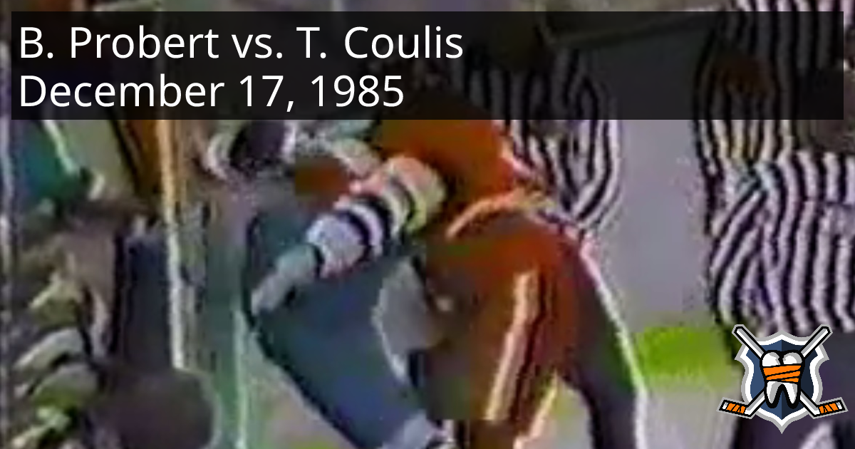 Bob Probert vs. Tim Coulis, December 17, 1985 - Detroit Red Wings vs ...