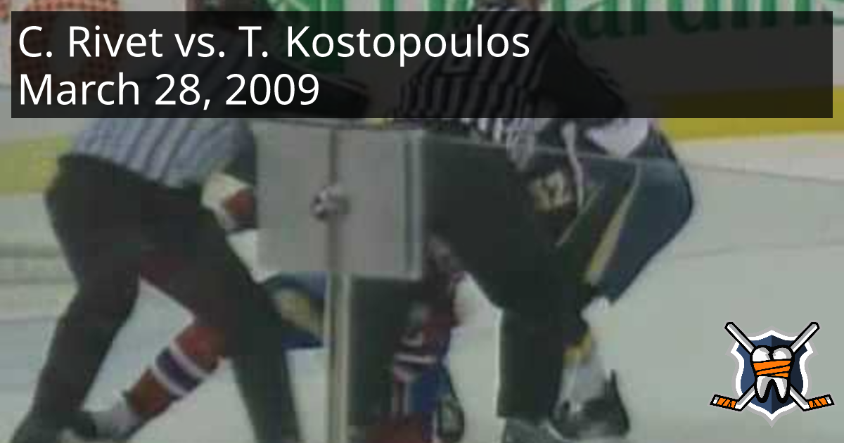 Craig Rivet vs. Tom Kostopoulos, March 28, 2009 - Buffalo Sabres vs ...