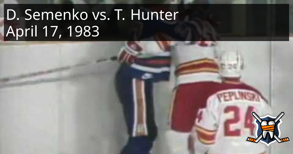 Dave Semenko vs. Tim Hunter, April 17, 1983 - Edmonton Oilers vs ...