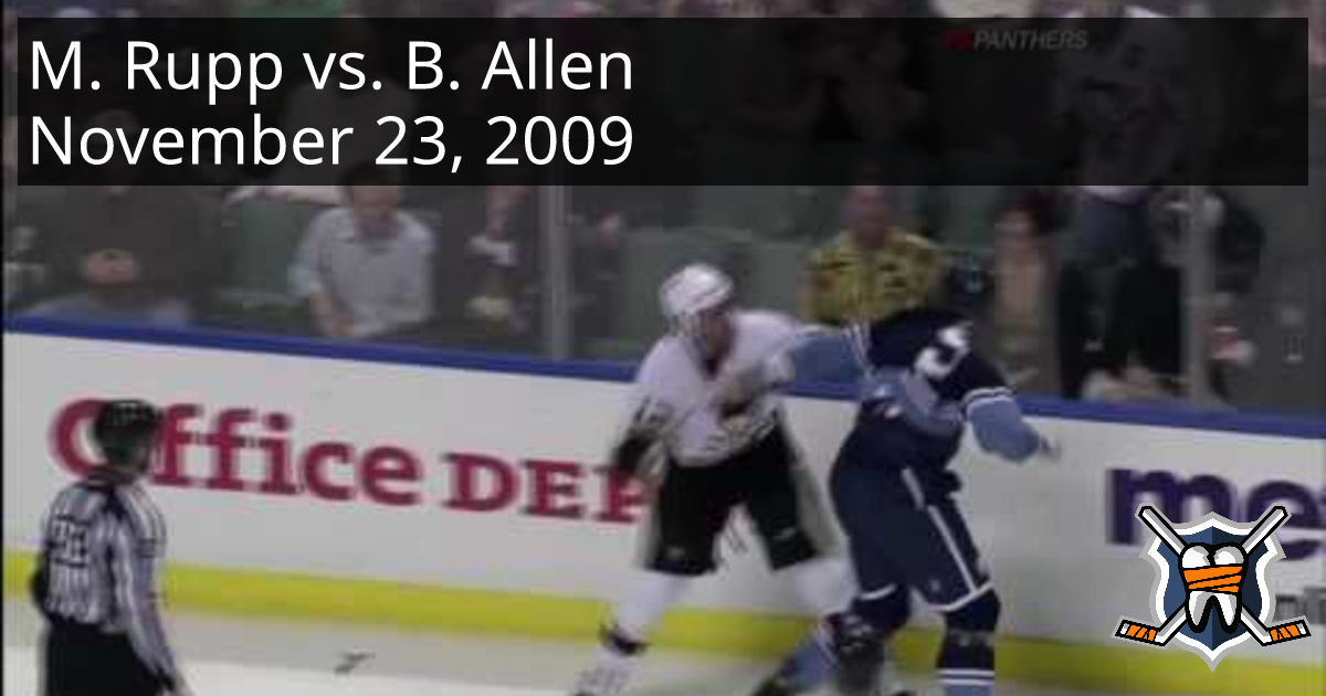 Michael Rupp vs. Bryan Allen, November 23, 2009 - Pittsburgh Penguins ...