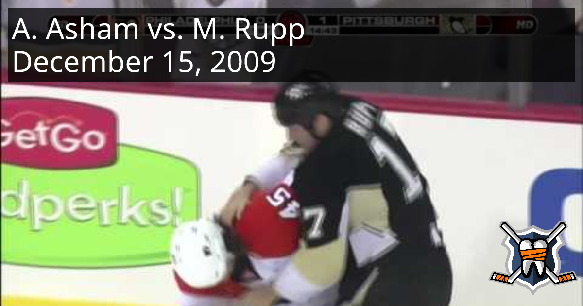 Arron Asham vs. Michael Rupp, December 15, 2009 - Philadelphia Flyers ...