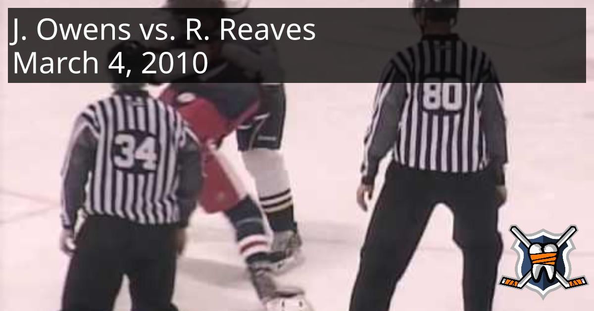 Jordan Owens vs. Ryan Reaves, March 4, 2010 Grand Rapids Griffins vs. Peoria Rivermen
