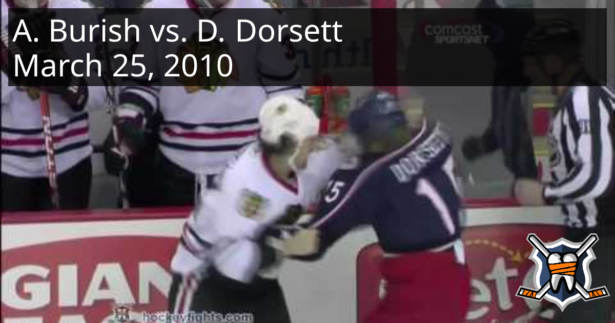Adam Burish vs. Derek Dorsett, March 25, 2010 - Chicago Blackhawks vs ...