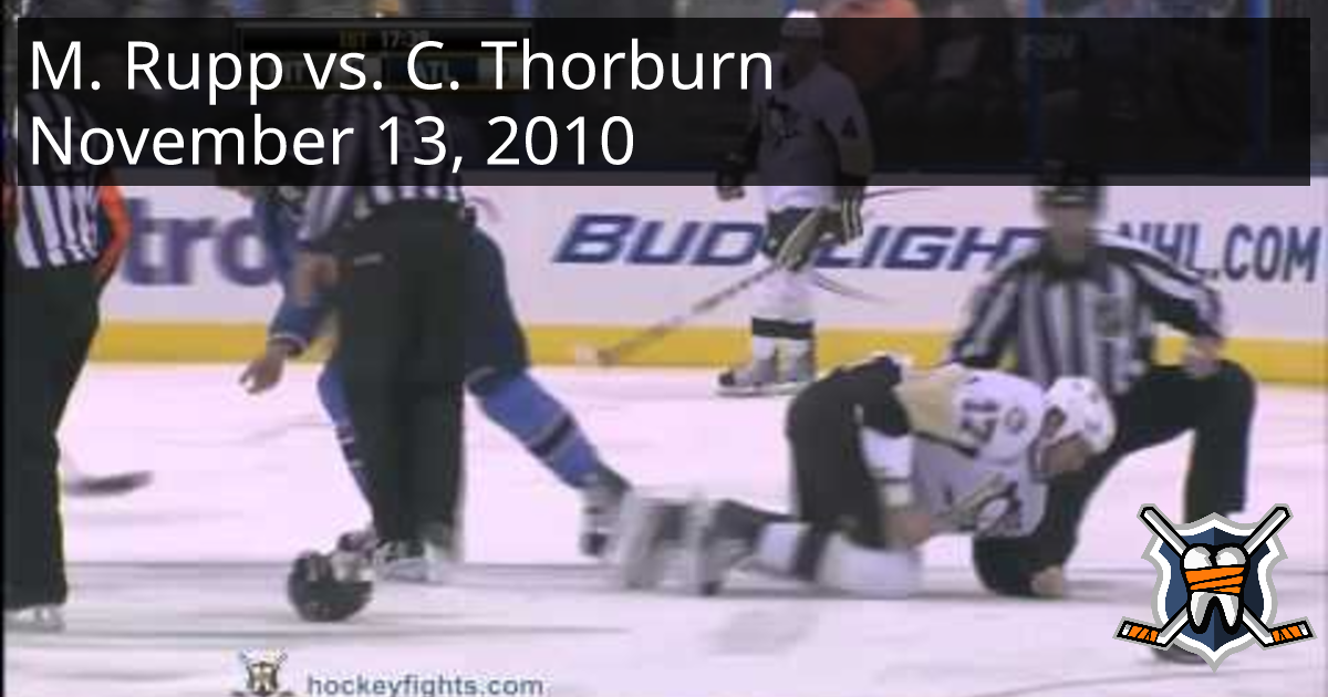 Michael Rupp vs. Chris Thorburn, November 13, 2010 - Pittsburgh ...