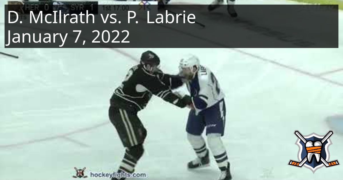 Dylan McIlrath vs. Pierre-Cedric Labrie, January 7, 2022 - Hershey ...