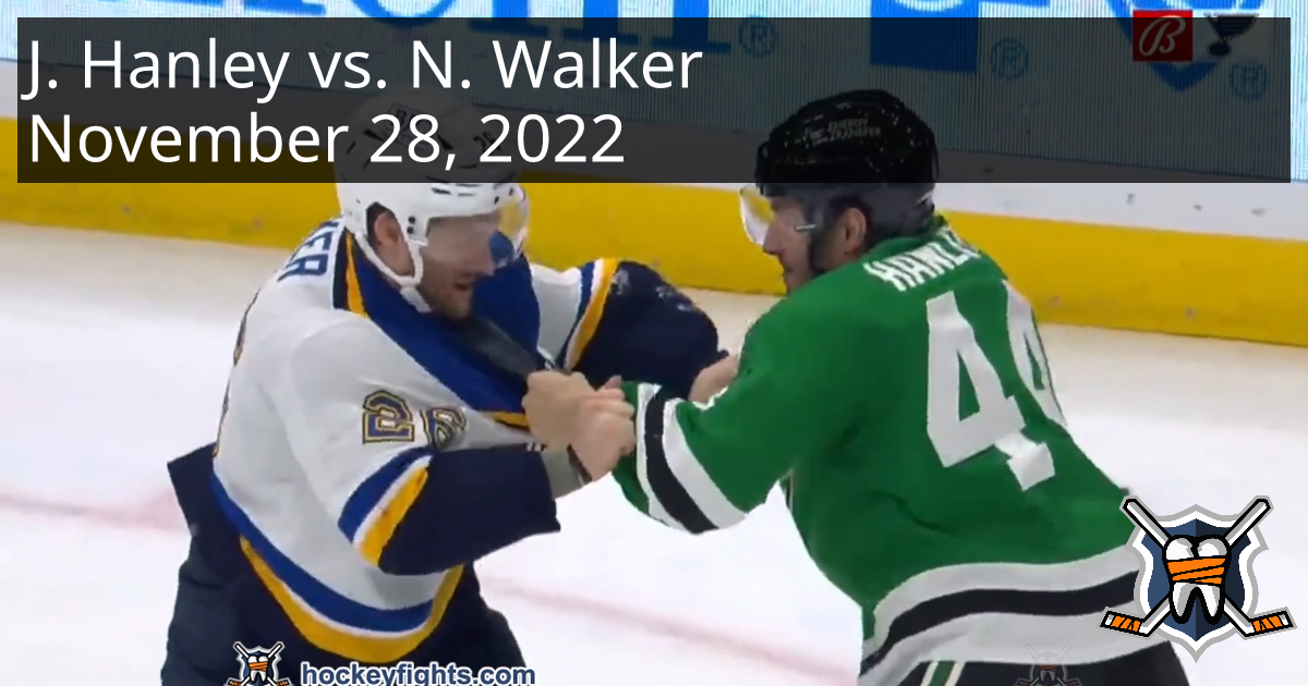 Joel Hanley vs. Nathan Walker, November 28, 2022 Dallas Stars vs. St
