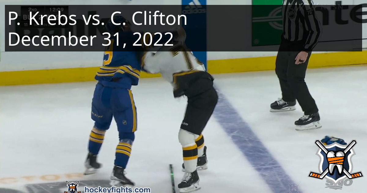 Peyton krebs vs connor clifton december 31 2022 buffalo sabres vs