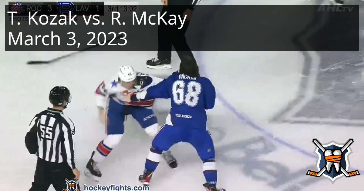 Tyson Kozak vs. Riley McKay, March 3, 2023 - Rochester Americans vs ...