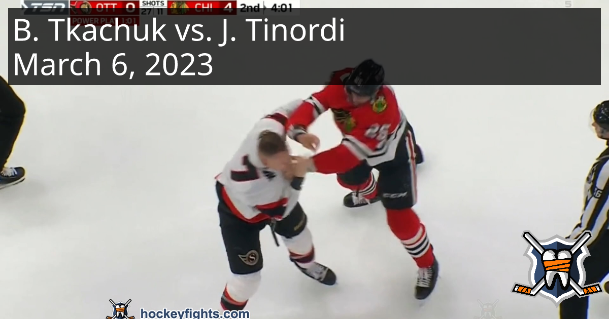 Brady Tkachuk vs. Jarred Tinordi, March 6, 2023 Ottawa Senators vs