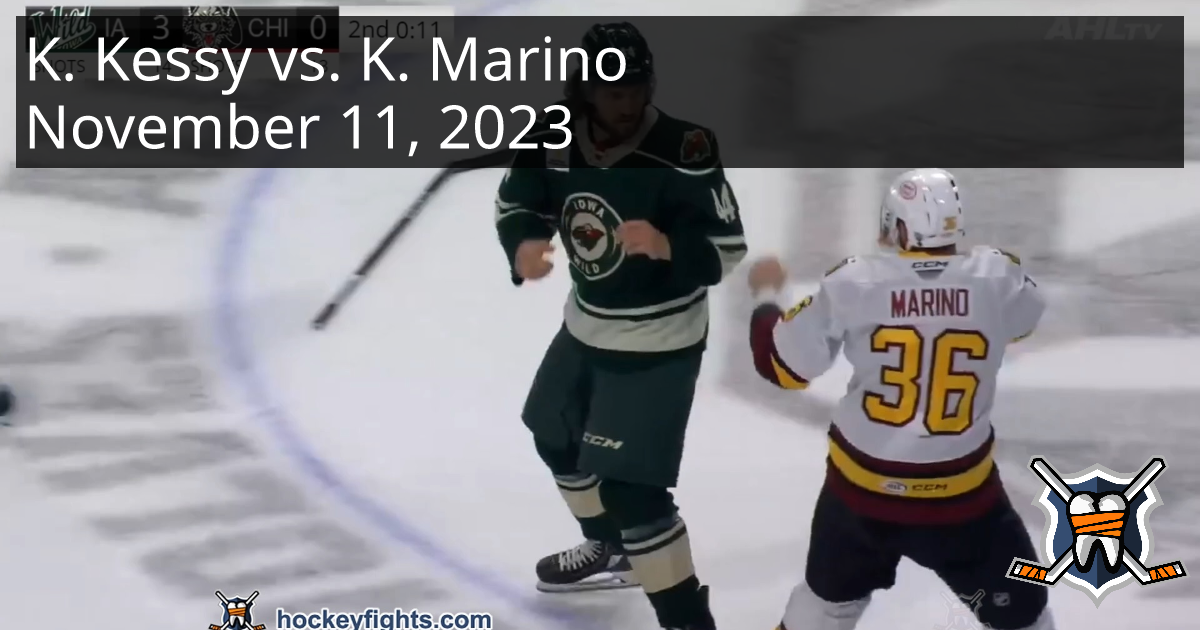Kale Kessy vs. Kyle Marino, November 11, 2023 Iowa Wild vs. Chicago Wolves HockeyFights