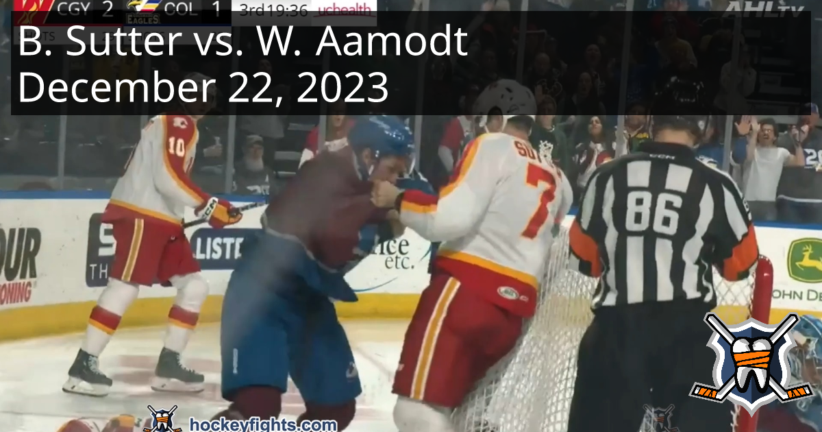 Brett Sutter vs. Wyatt Aamodt, December 22, 2023 - Calgary Wranglers vs ...