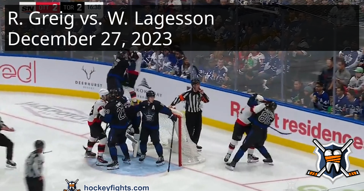 Ridly Greig vs. William Lagesson, December 27, 2023 - Ottawa Senators ...