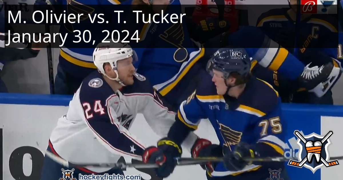 Mathieu Olivier vs. Tyler Tucker, January 30, 2024 - Columbus Blue ...
