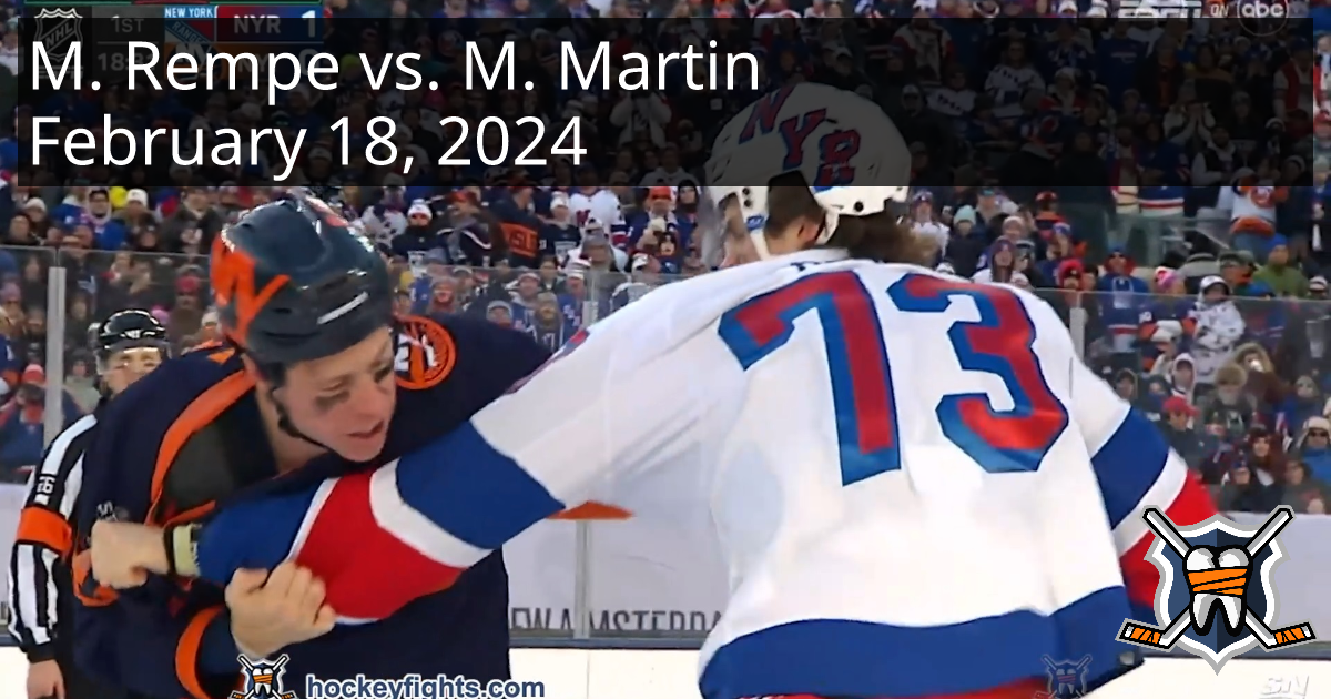 Matt Rempe vs. Matt Martin, February 18, 2024 New York Rangers vs