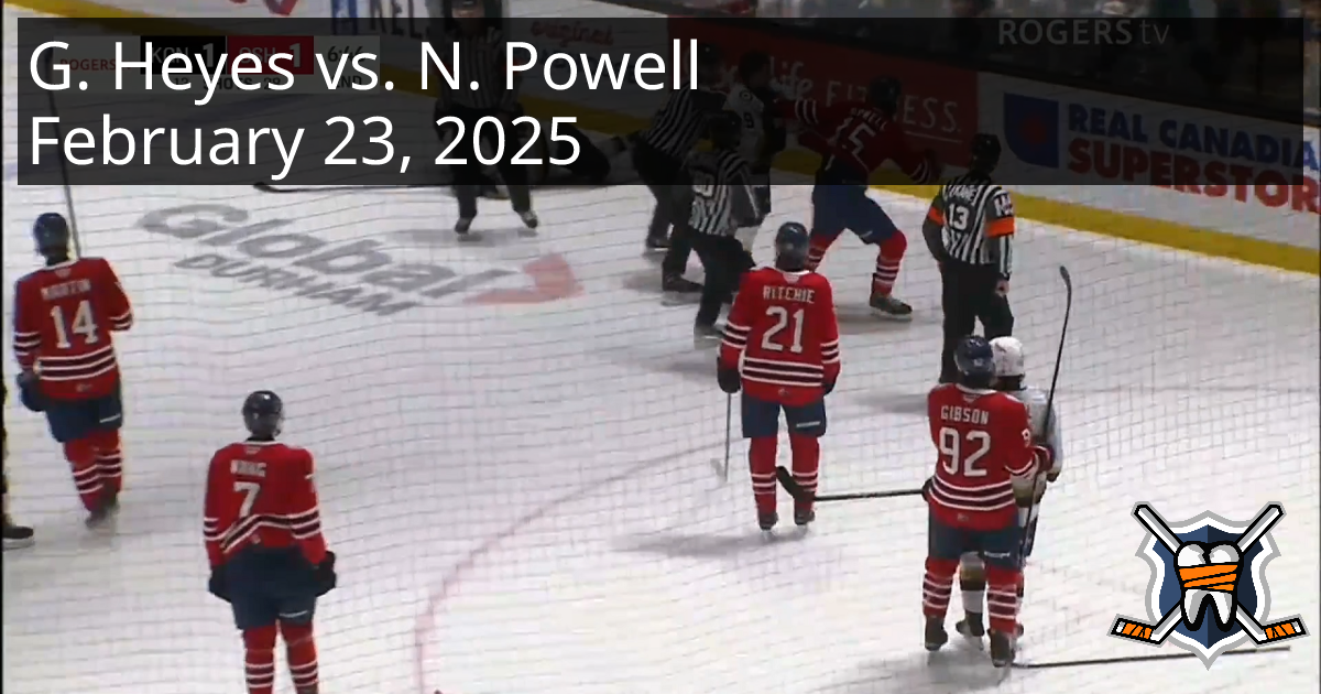 Gage Heyes vs. Noah Powell, February 23, 2025 - Kingston Frontenacs vs ...