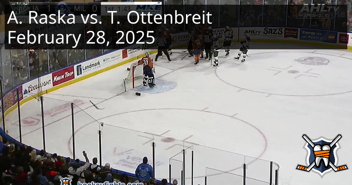 Adam Raska vs. Turner Ottenbreit, February 28, 2025 - Iowa Wild vs ...