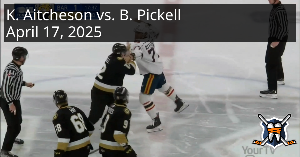 Kashawn Aitcheson vs. Ben Pickell, April 17, 2025 - Barrie Colts vs ...