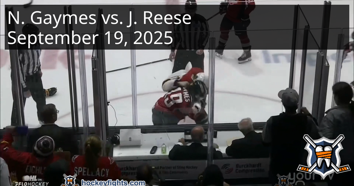 Nathan Gaymes vs. Jacob Reese, September 19, 2025 - Windsor Spitfires ...