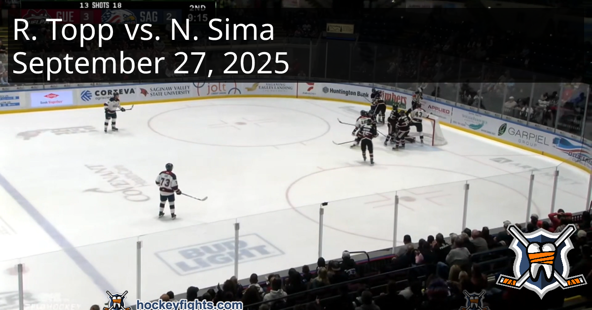 Rowan Topp vs. Nicholas Sima, September 27, 2025 - Guelph Storm vs ...