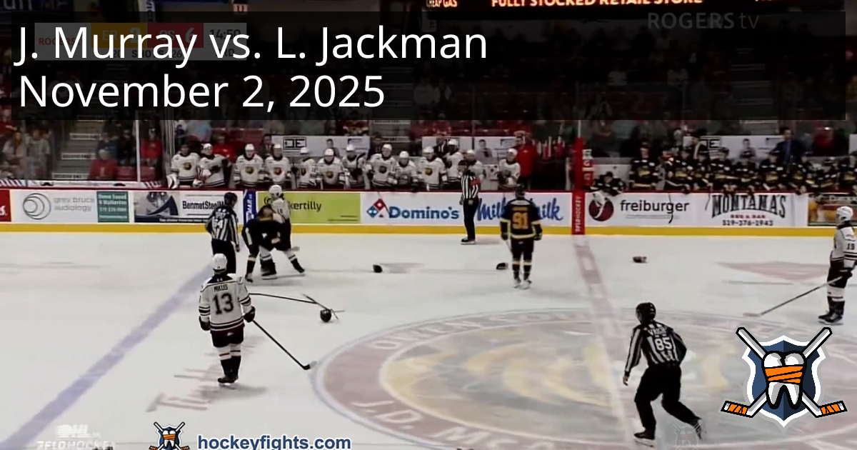 Jake Murray vs. Landon Jackman, November 2, 2025 - Erie Otters vs. Owen ...