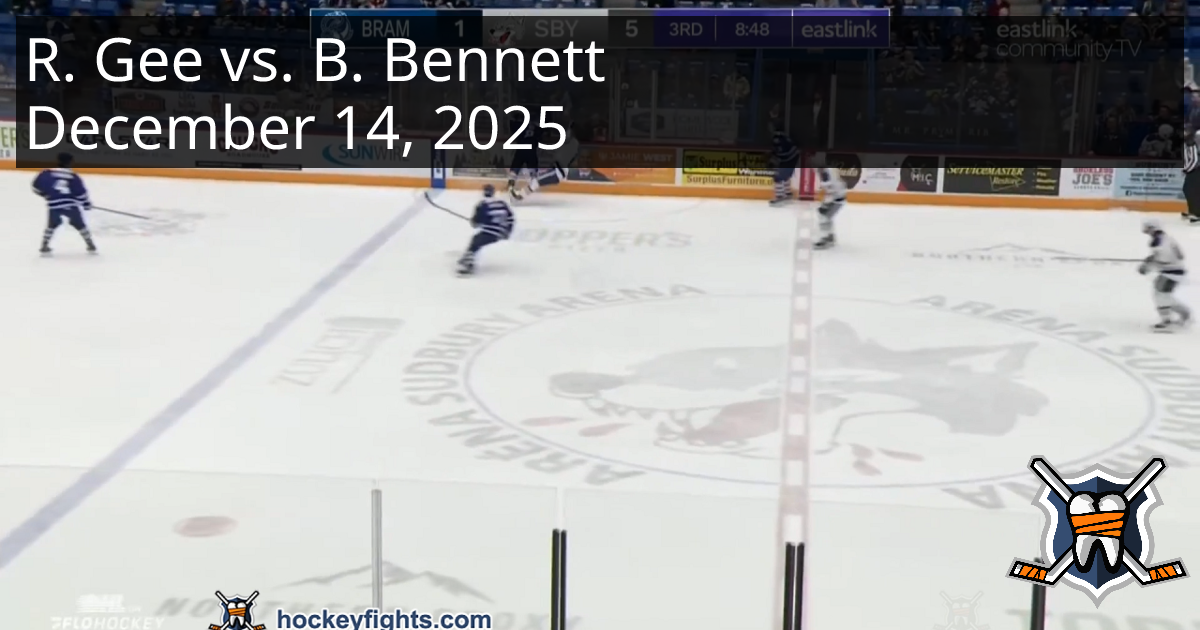 Reed Gee vs. Brayden Bennett, December 14, 2025 - Brampton Steelheads ...