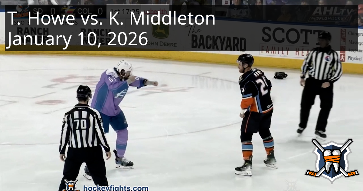Travis Howe vs. Keaton Middleton, January 10, 2026 - San Diego Gulls vs ...