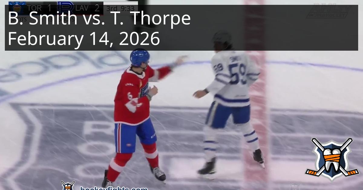 Blake Smith vs. Tyler Thorpe, February 14, 2026 - Toronto Marlies vs ...