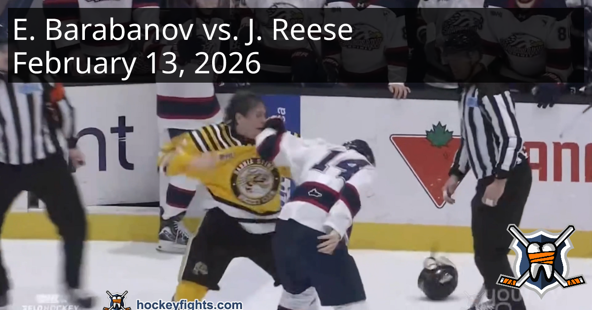 Egor Barabanov vs. Jacob Reese, February 13, 2026 - Saginaw Spirit vs ...