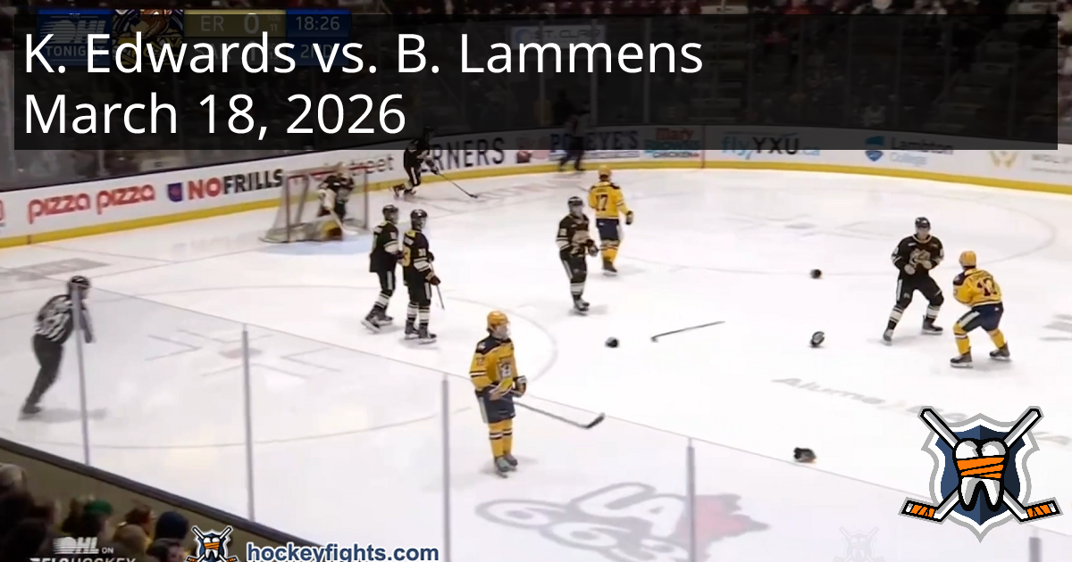 Kayden Edwards vs. Brenner Lammens, March 18, 2026 - Erie Otters vs ...