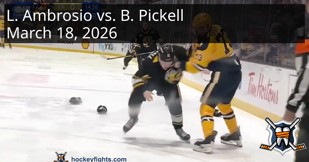 Lucas Ambrosio vs. Ben Pickell, March 18, 2026 - Erie Otters vs. Sarnia ...