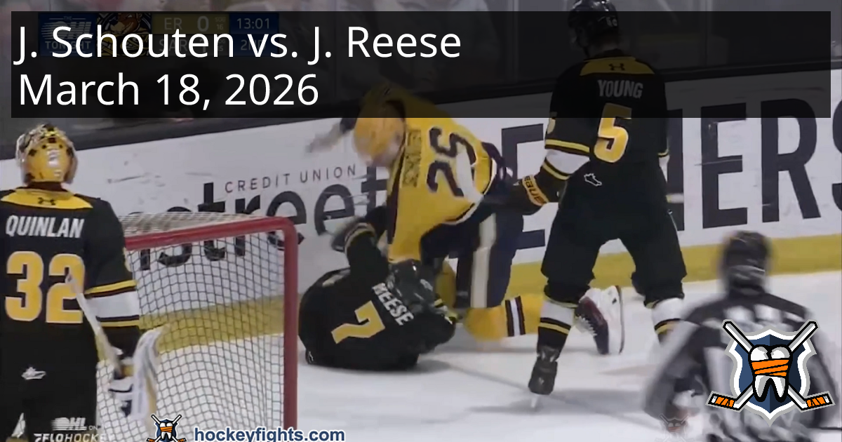 Jackson Schouten vs. Jacob Reese, March 18, 2026 - Erie Otters vs ...